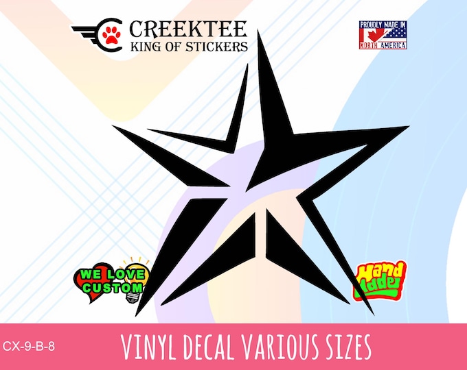 Star vinyl decal in various colors or chrome colors available. Various sizes