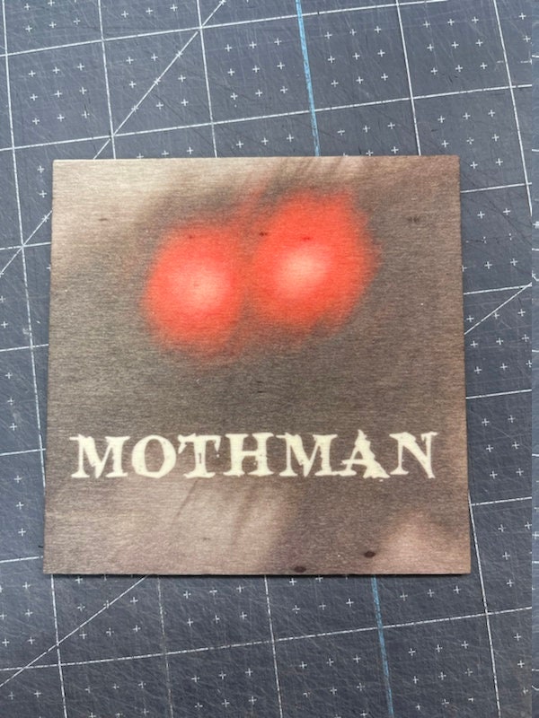 Mothman Wooden Coasters in Optional Polycrylic Finish, natural light weight wooden coasters or printed with your custom design, 4x, 6x, 8x