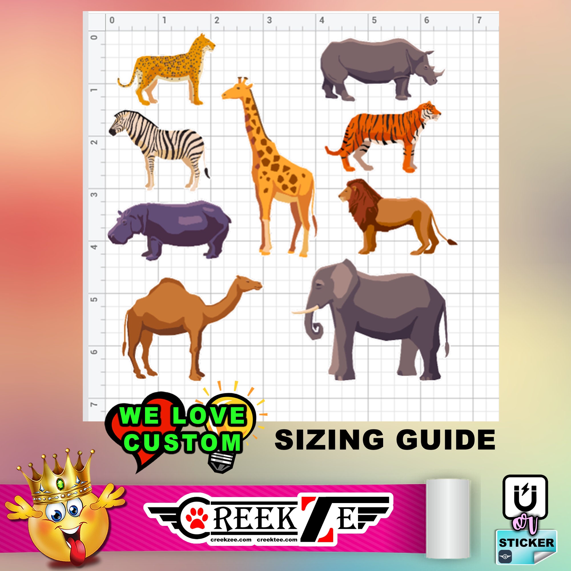 42 Sticker Collection Wild Animals Stickers in Standard Photo Etsy