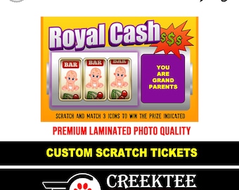 Custom Faux Scratch Tickets Novelty, Laminate Coating, Scratch Off Top, Customize The Text and Message
