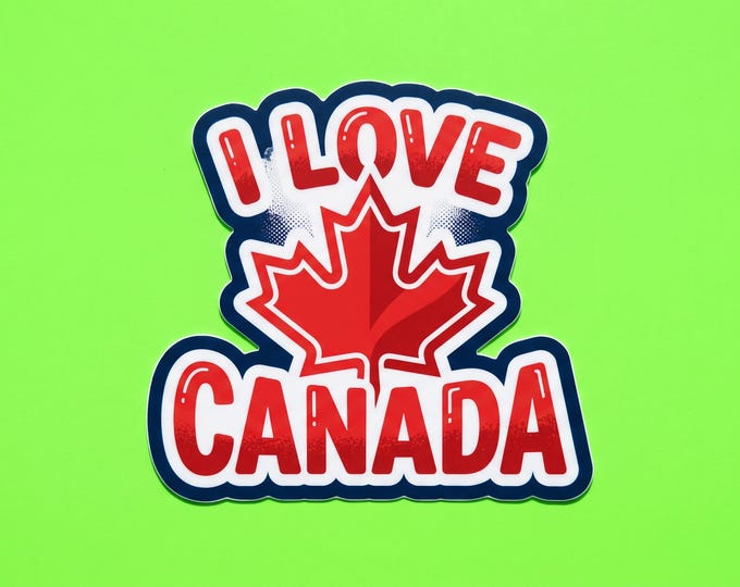 I Love Canada Bumper Sticker, Magnet, Vinyl Sticker or Window Cling, UV Laminate Coating