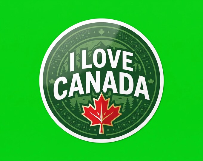 I Love Canada Bumper Sticker, Magnet, Vinyl Sticker or Window Cling, UV Laminate Coating