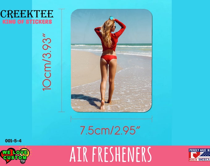 Bikini Girl Air Freshener Felt - Custom Print Personalized Car Air Freshener - Scented or un-Scented Photo On Both Sides 3.98 x 2.99 in.