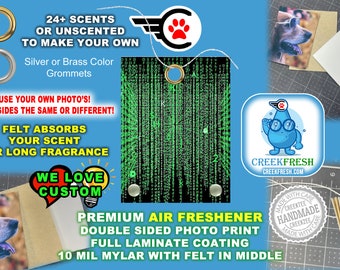 Computer Binary Premium Air Freshener Color Photo Print with Felt middle for fragrance absorption -Scented or un-Scented - Double Sd.