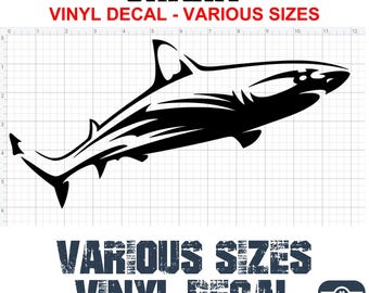 Shark Vinyl Decal Various Sizes and Colors Die Cut Vinyl Decal also in Cool Chrome Colors