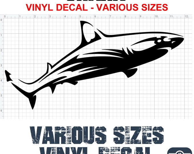 Shark Vinyl Decal Various Sizes and Colors Die Cut Vinyl Decal also in Cool Chrome Colors