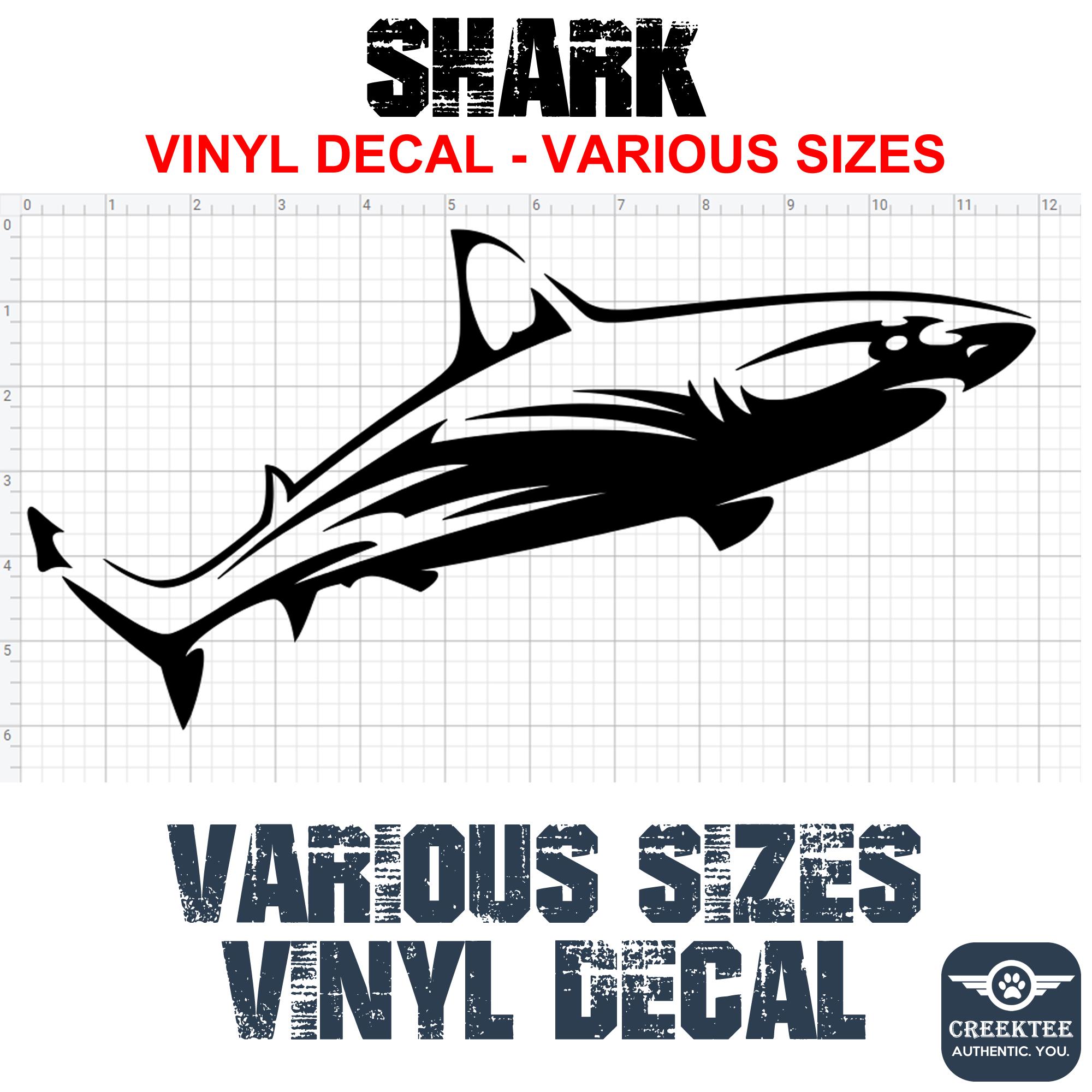 Shark Vinyl Decal Various Sizes and Colors Die Cut Vinyl Decal also in Cool Chrome Colors