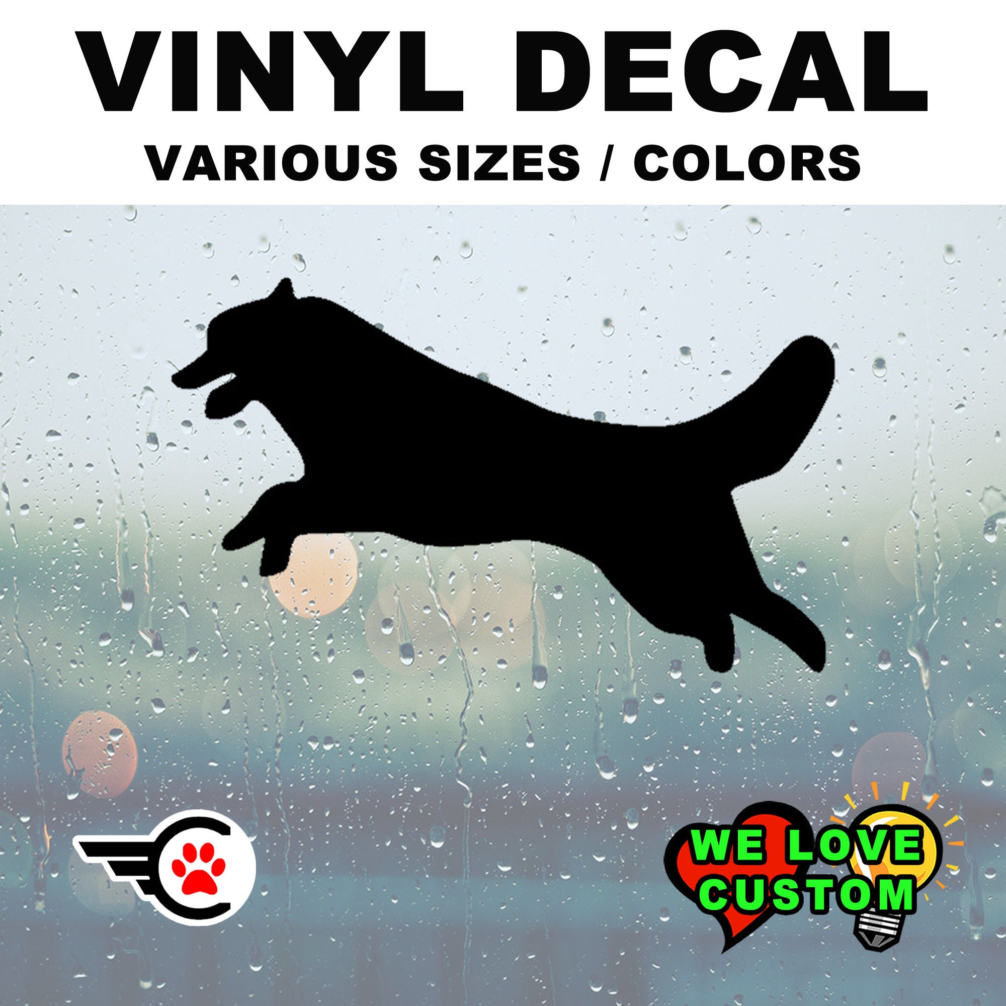Husky Silhouette Vinyl Decal Various Sizes and Colors Die Cut Vinyl Decal also in Cool Chrome Colors!