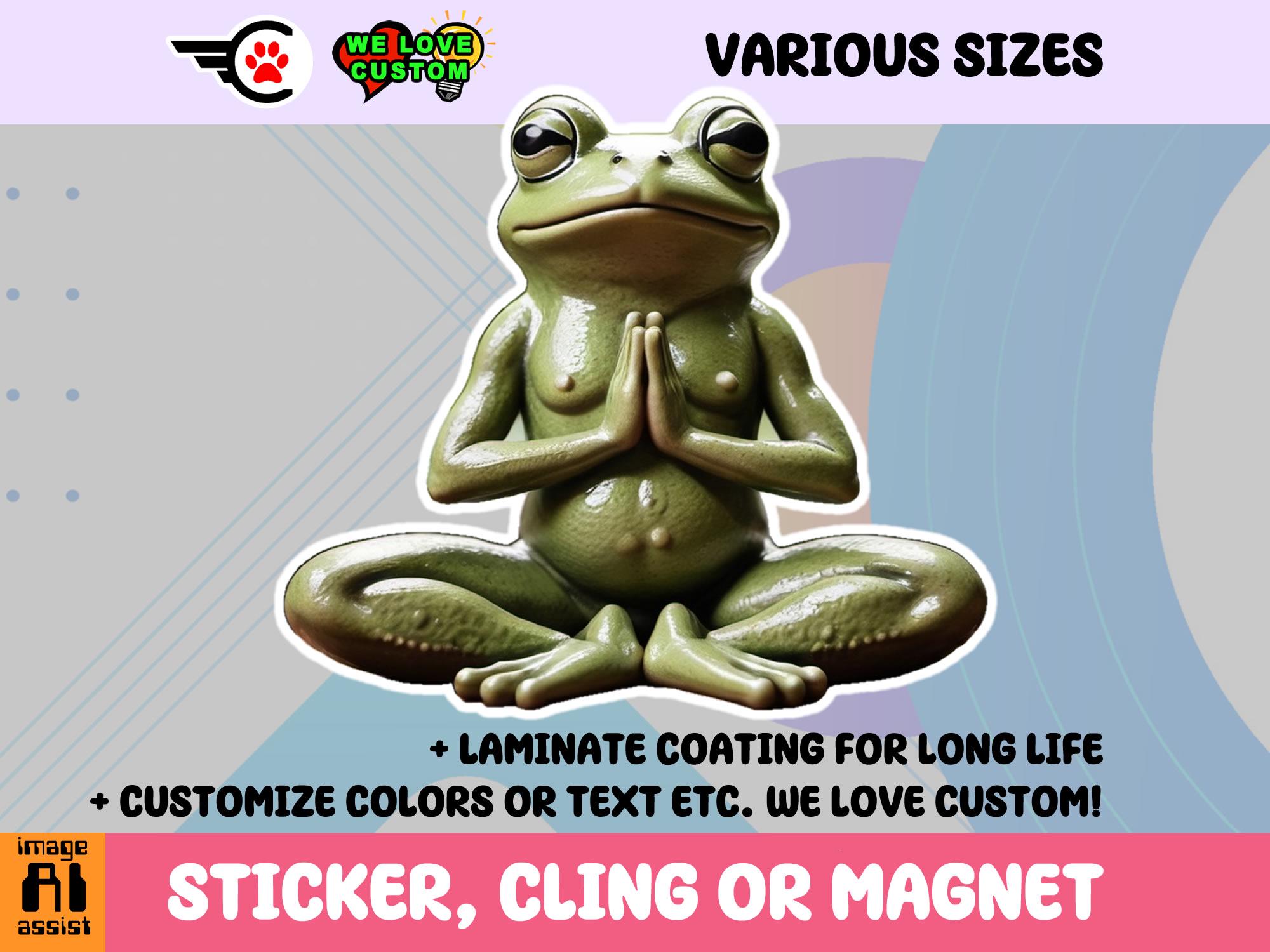 Zen Frog Vinyl Sticker, Magnet or Window Cling in Various Sizes