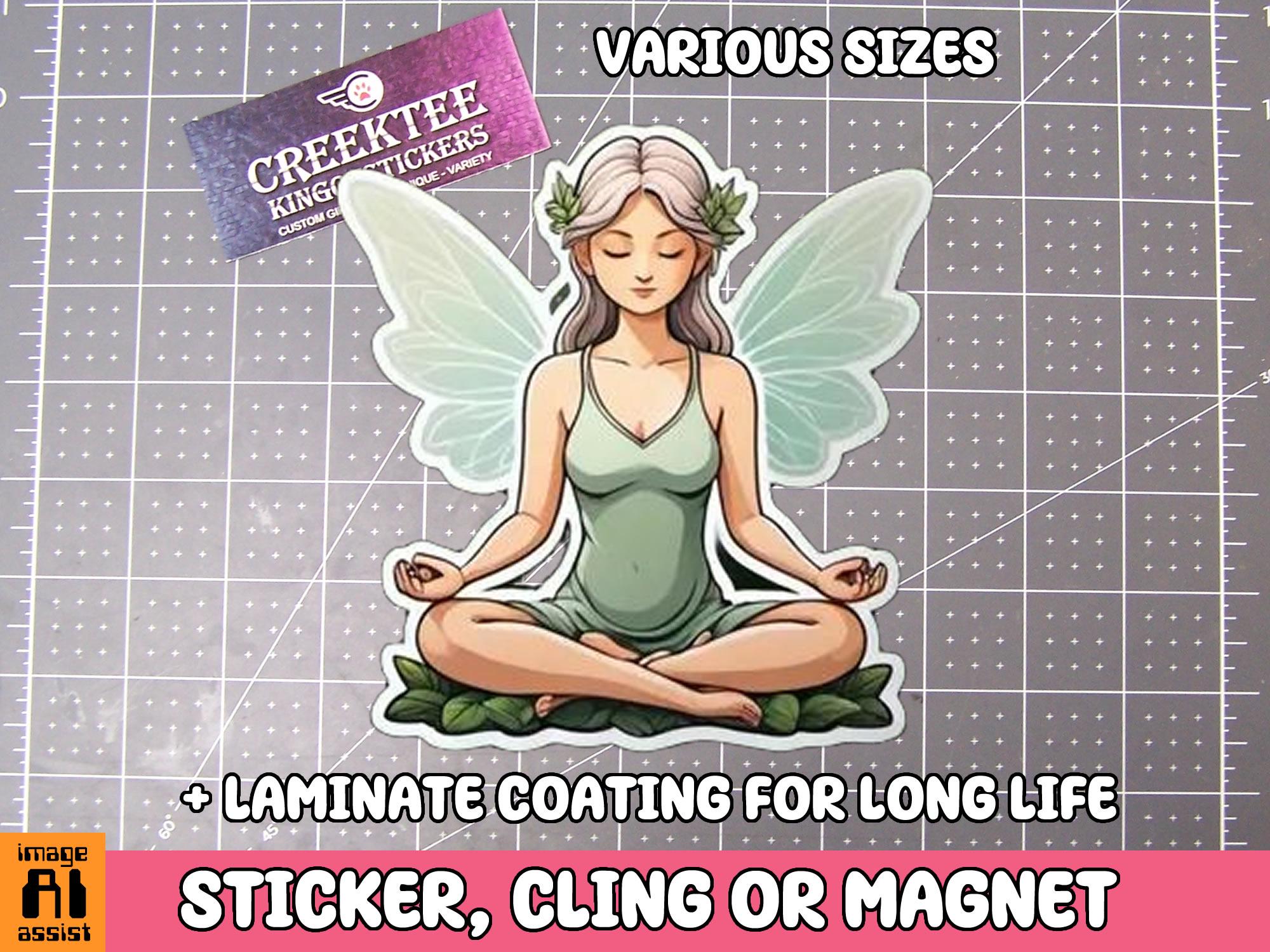Zen Fairy Vinyl Sticker, Window Cling or Magnet in UV Laminate Coating