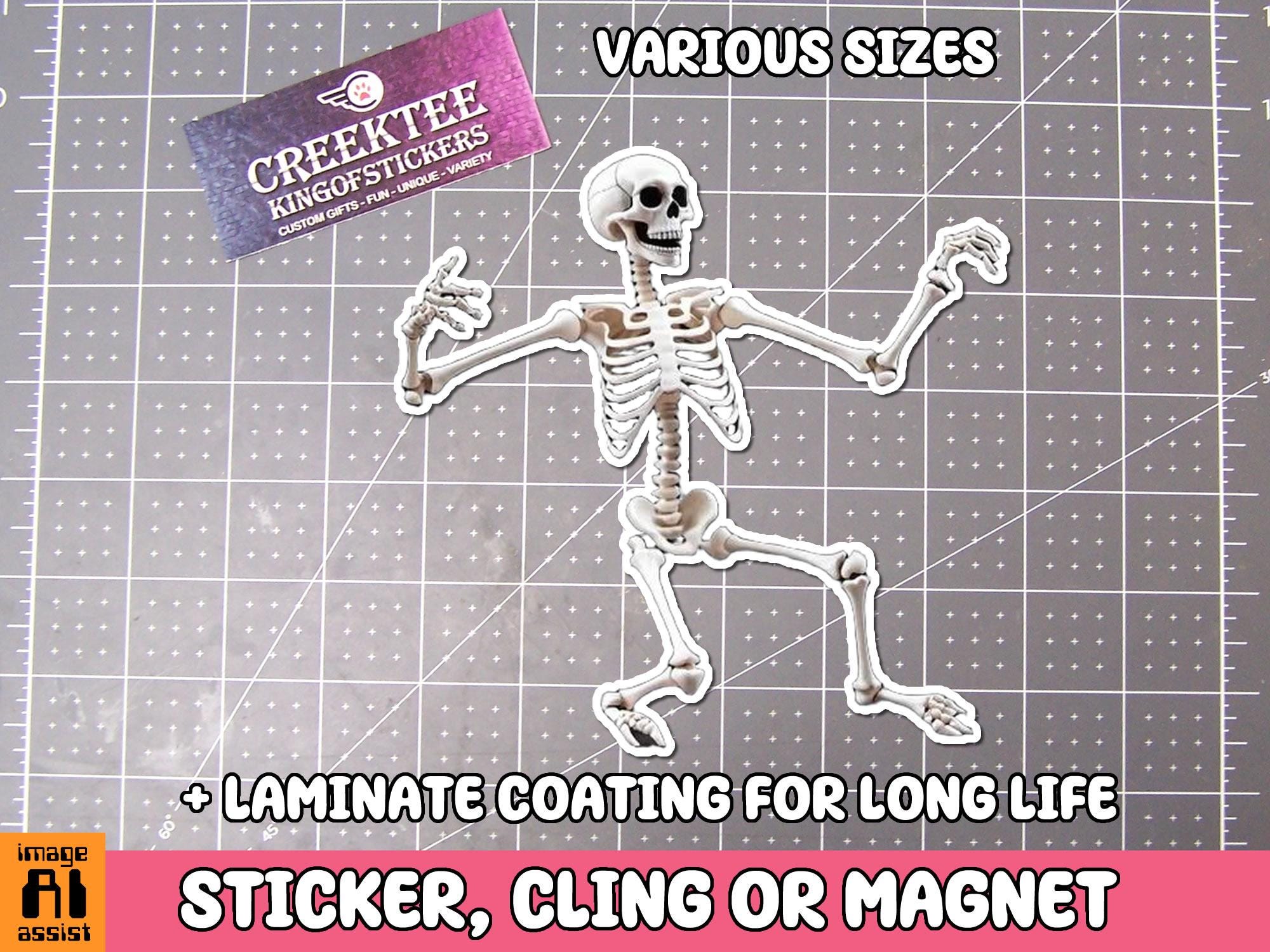 Skeleton Sticker Dancing Skeleton Magnet, dance macabre  Vinyl Sticker, Magnet or Cling in Various Sizes, skull drawing, laptop sticker