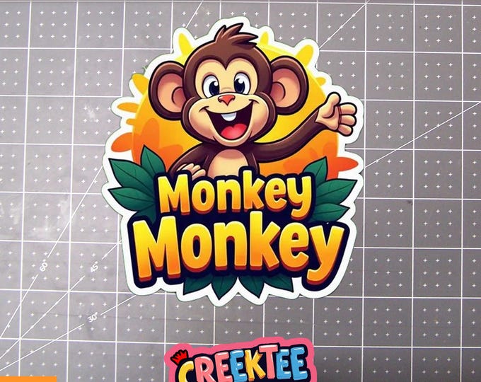 Monkey Vinyl Sticker, Window Cling or Magnet in UV Laminate Coating