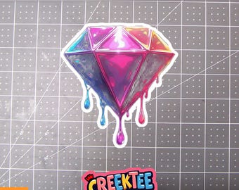 Dripping Diamond Vinyl Sticker or  Magnet in UV Laminate Coating