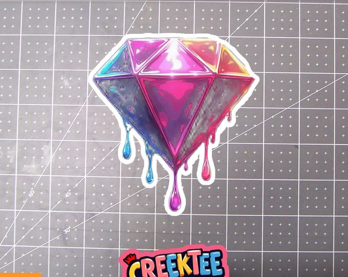 Dripping Diamond Vinyl Sticker or  Magnet in UV Laminate Coating