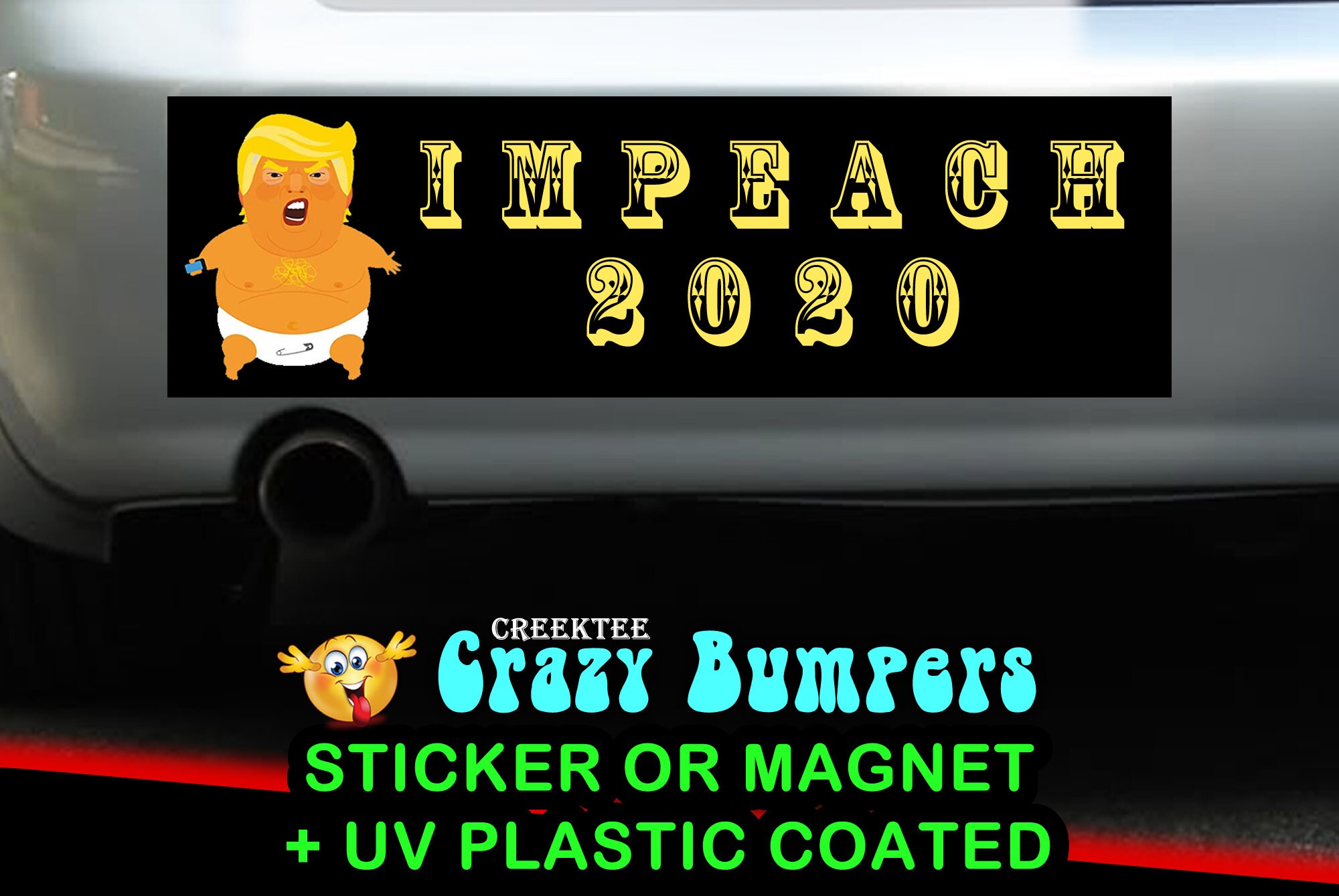 Impeach 2020 Trump icon Up 10 x 3 Bumper Sticker - Custom changes and orders welcomed! Impeach 2020 Trump icon Up 10 x 3 Bumper Sticker - Custom changes and orders welcomed!