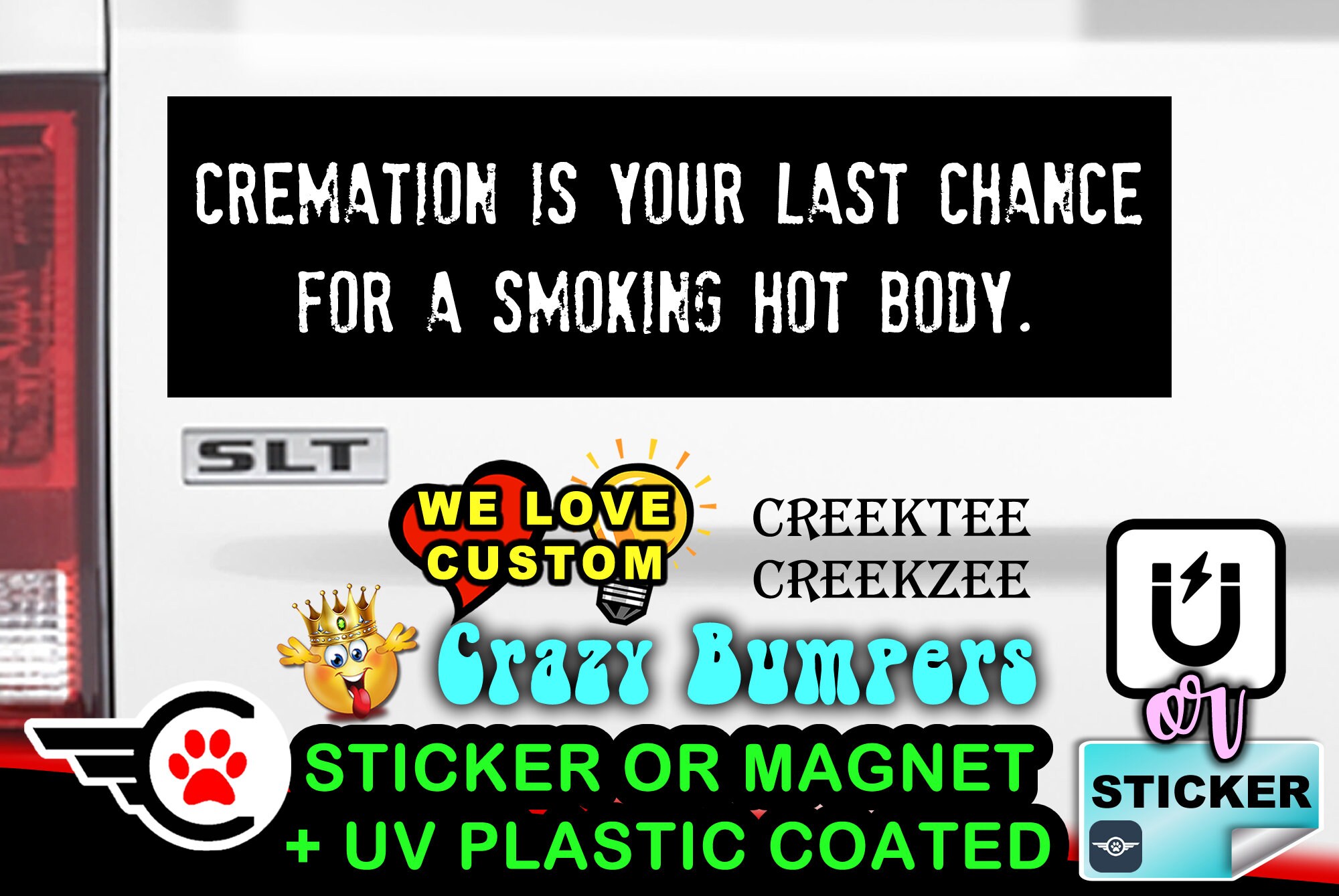 Cremation is your last chance for a smoking hot body Bumper Sticker or Magnet sizes 4
