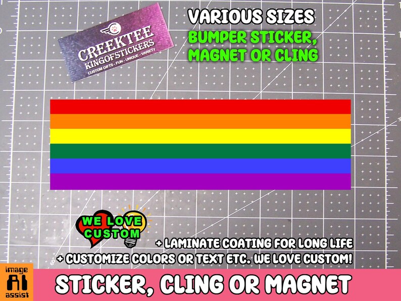 Rainbow Pride Colors Bumper Sticker, Magnet or Window Cling - Etsy