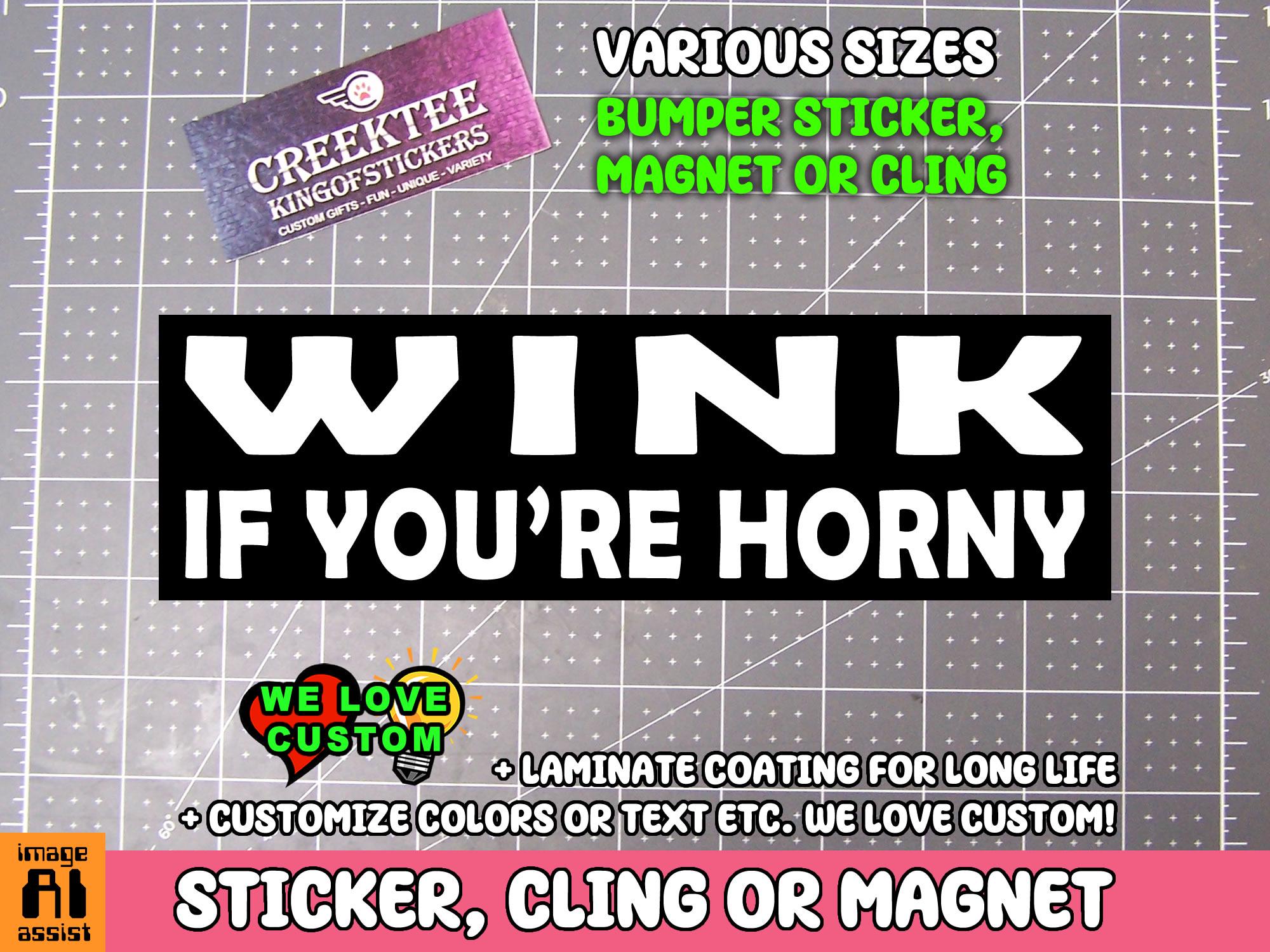 Wink If You're Horny Bumper Sticker, Magnet or Window Cling in Various Sizes Choose 10