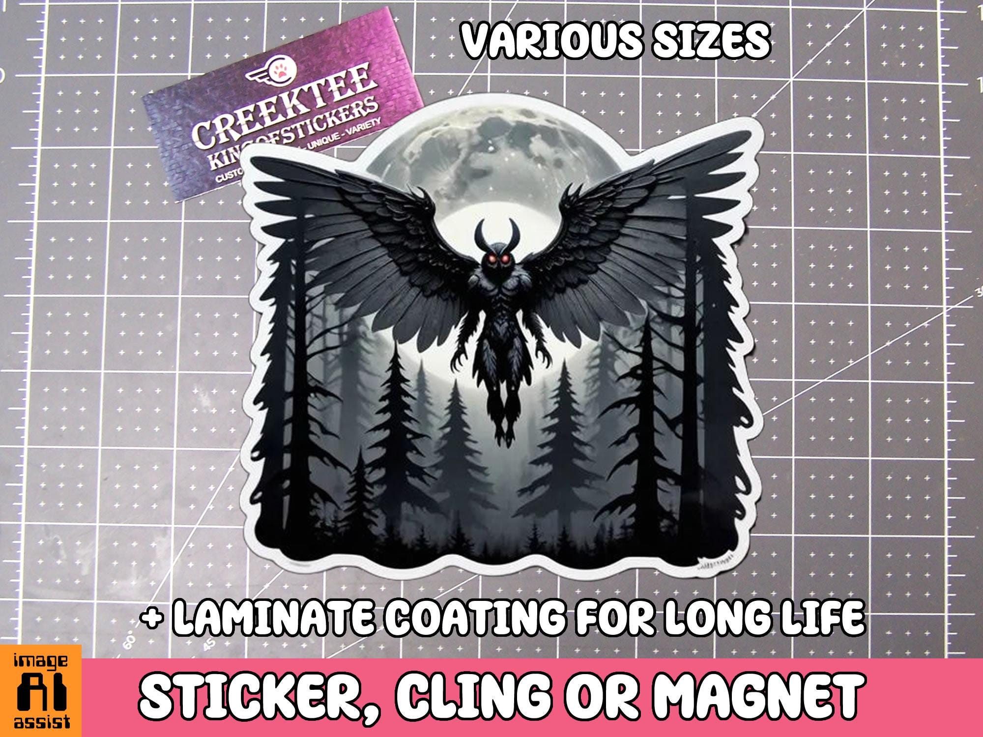 Mothman Vinyl Sticker, Magnet or Window Cling in Various Sizes with Laminate Coating Cool Cryptids