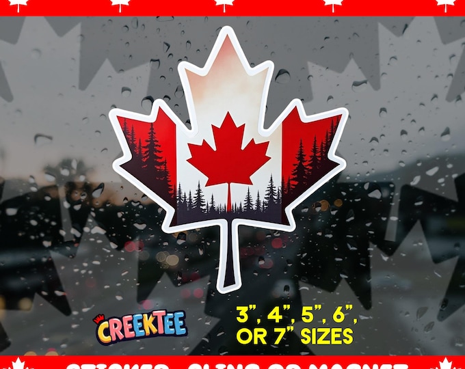 Canada Scenic Maple Leaf Bumper Sticker, Magnet, Vinyl Sticker, Window Cling, UV Laminate, laptop, water bottle