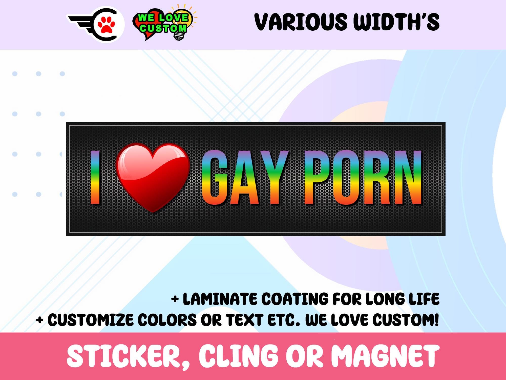 I Love Gay Porn Bumper Sticker, Magnet or Window Cling in Various Sizes Choose 10