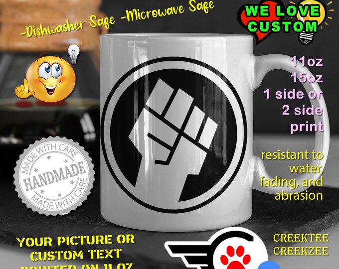 BLM Rising Fist Custom Mug, Personalized Mug, Customized Coffee Mug, Personalized Coffee Mug, Personalised Gift