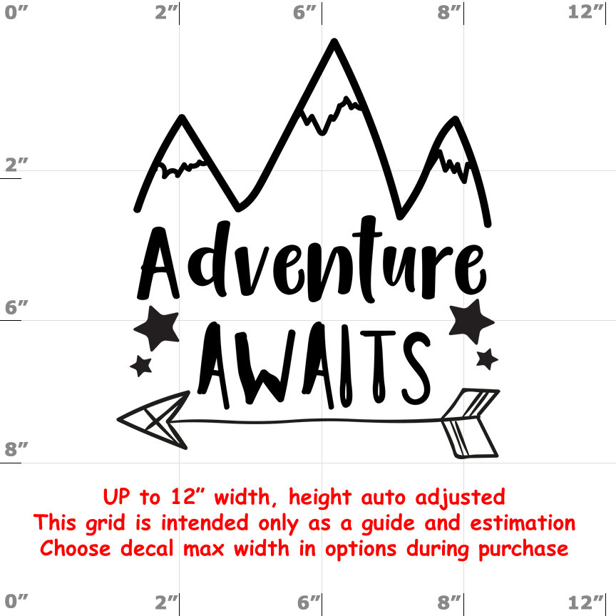 Adventure Awaits - Fun Decals various sizes and colors - colours Adventure Awaits - Fun Decals various sizes and colors - colours