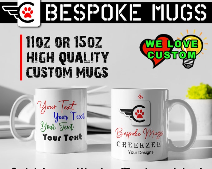 Custom Personalized Coffee Mugs, Your photo, image or text printed on a 11 oz or 15oz White Mug