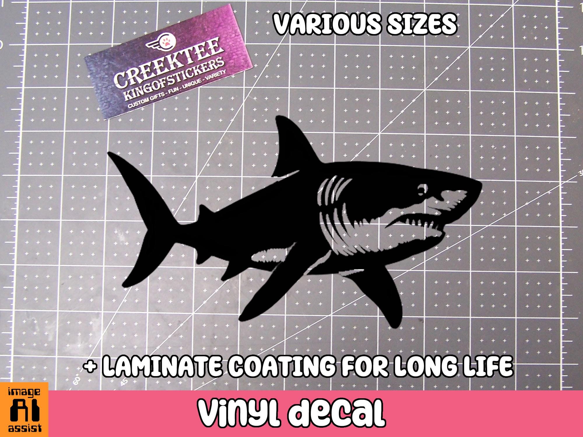 Shark Vinyl Decal Various Sizes and Colors Die Cut Vinyl Decal also in Cool Chrome Colors