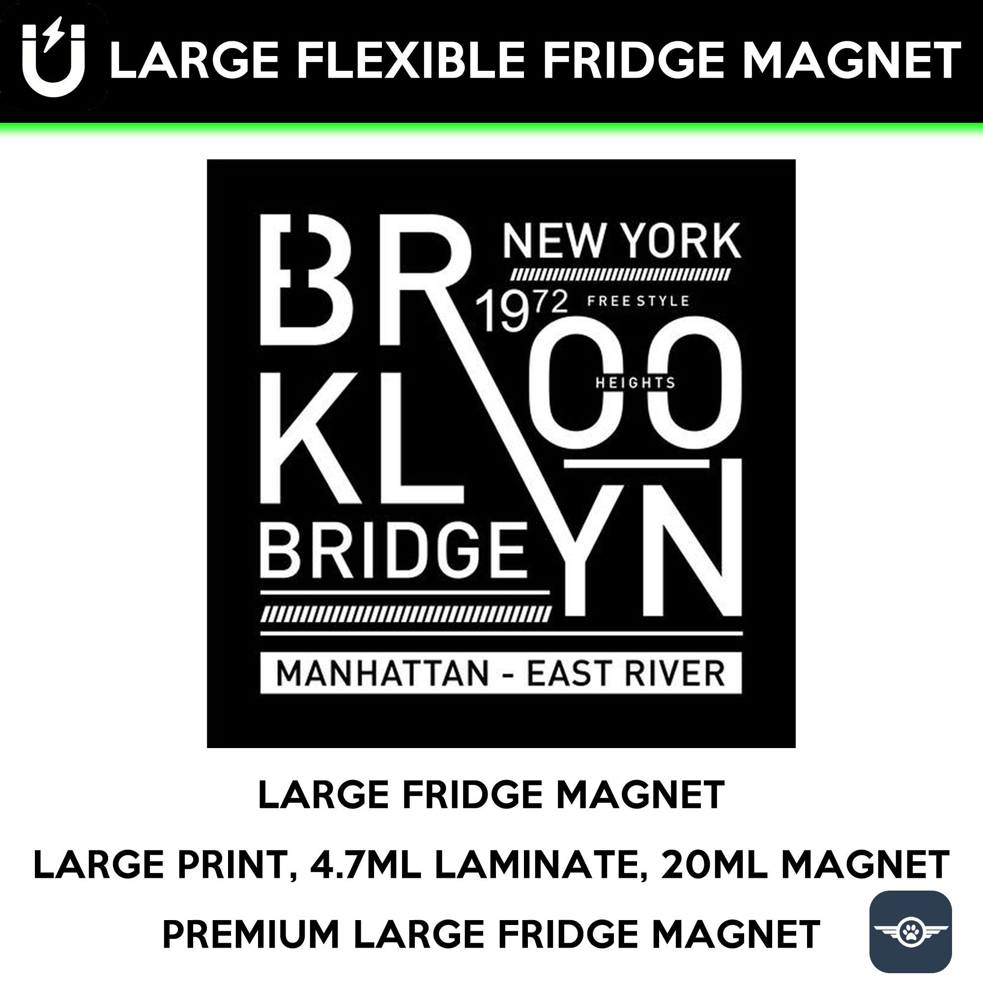 Brooklyn Bridge fridge magnet, large 6 1/2 x 6 1/2 inch premium fridge magnet that stands out. Brooklyn Bridge fridge magnet, large 6 1/2 x 6 1/2 inch premium fridge magnet that stands out.