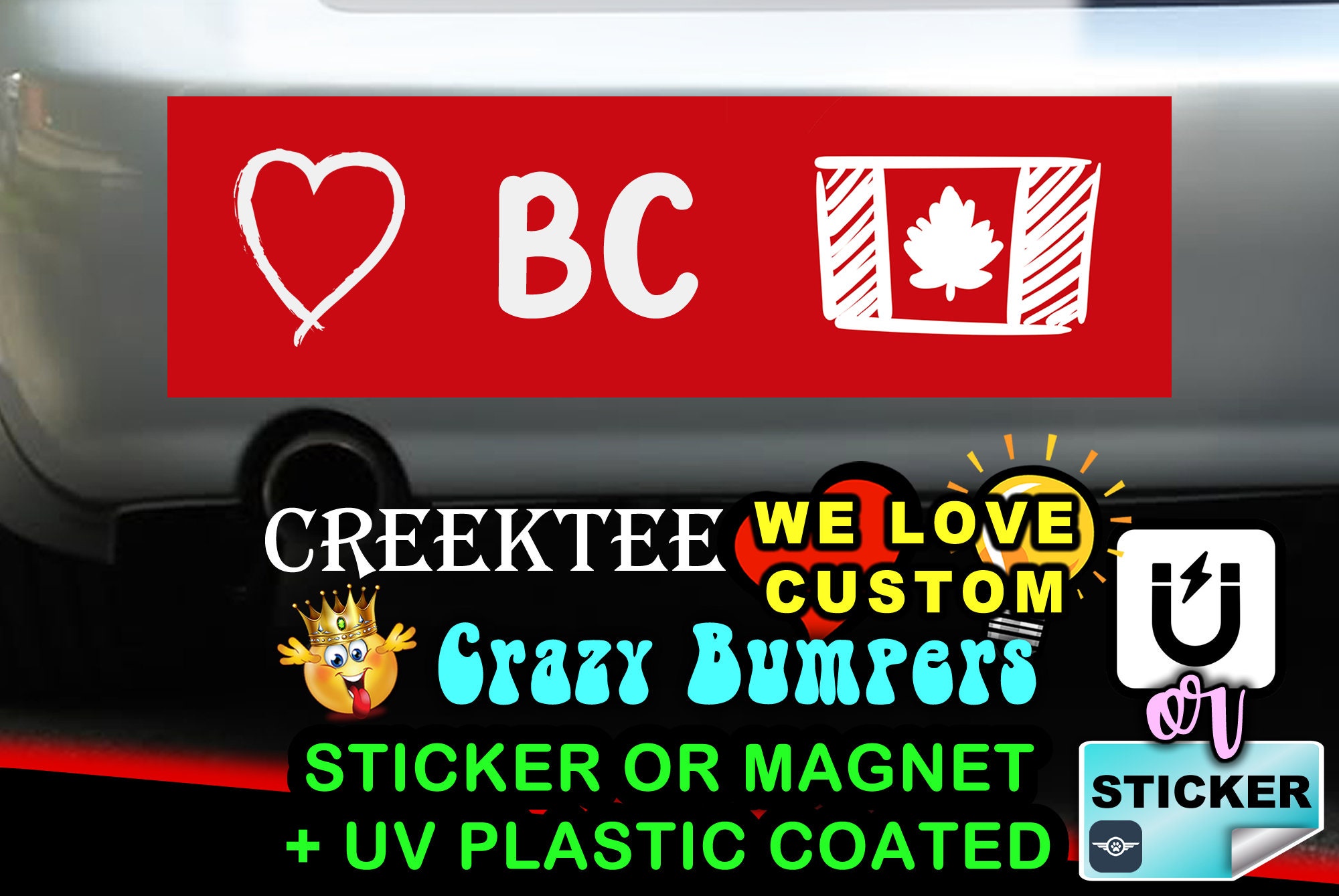 Love BC Canada Bumper Sticker or Magnet in new sizes, 4