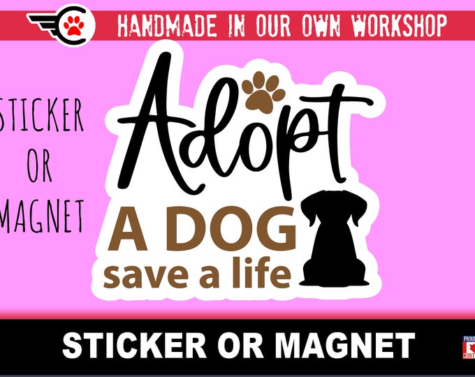 Dog Rescue Die-Cut sticker or magnet in various sizes , 3" to 7" coated with UV Laminate Premium Sticker or Magnet