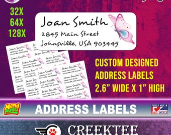 32X Custom Address Labels Full Color Any Font Any Graphic you supply or share your idea