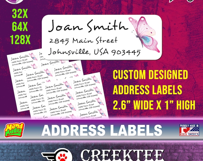 32X Custom Address Labels Full Color Any Font Any Graphic you supply or share your idea