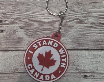 I Stand With Canada Keychain , Canadian Pride Maple Leaf Key Ring | 3D Printed Patriotic Gift | Proud Canadian Accessory