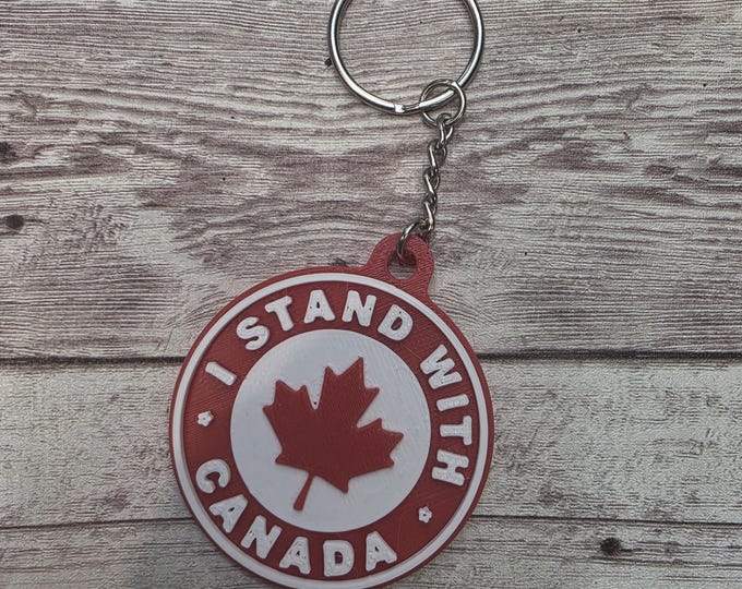 I Stand With Canada Keychain , Canadian Pride Maple Leaf Key Ring | 3D Printed Patriotic Gift | Proud Canadian Accessory