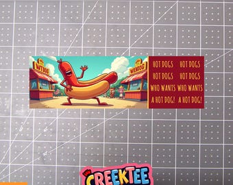 Hot Dogs Vinyl Bumper Sticker, Window Cling or Bumper Sticker Magnet in UV Laminate Coating