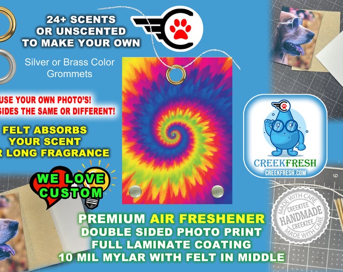 Rainbow Colors Premium Air Freshener Color Photo Print with Felt middle for fragrance absorption -Scented or un-Scented - Double Sd.