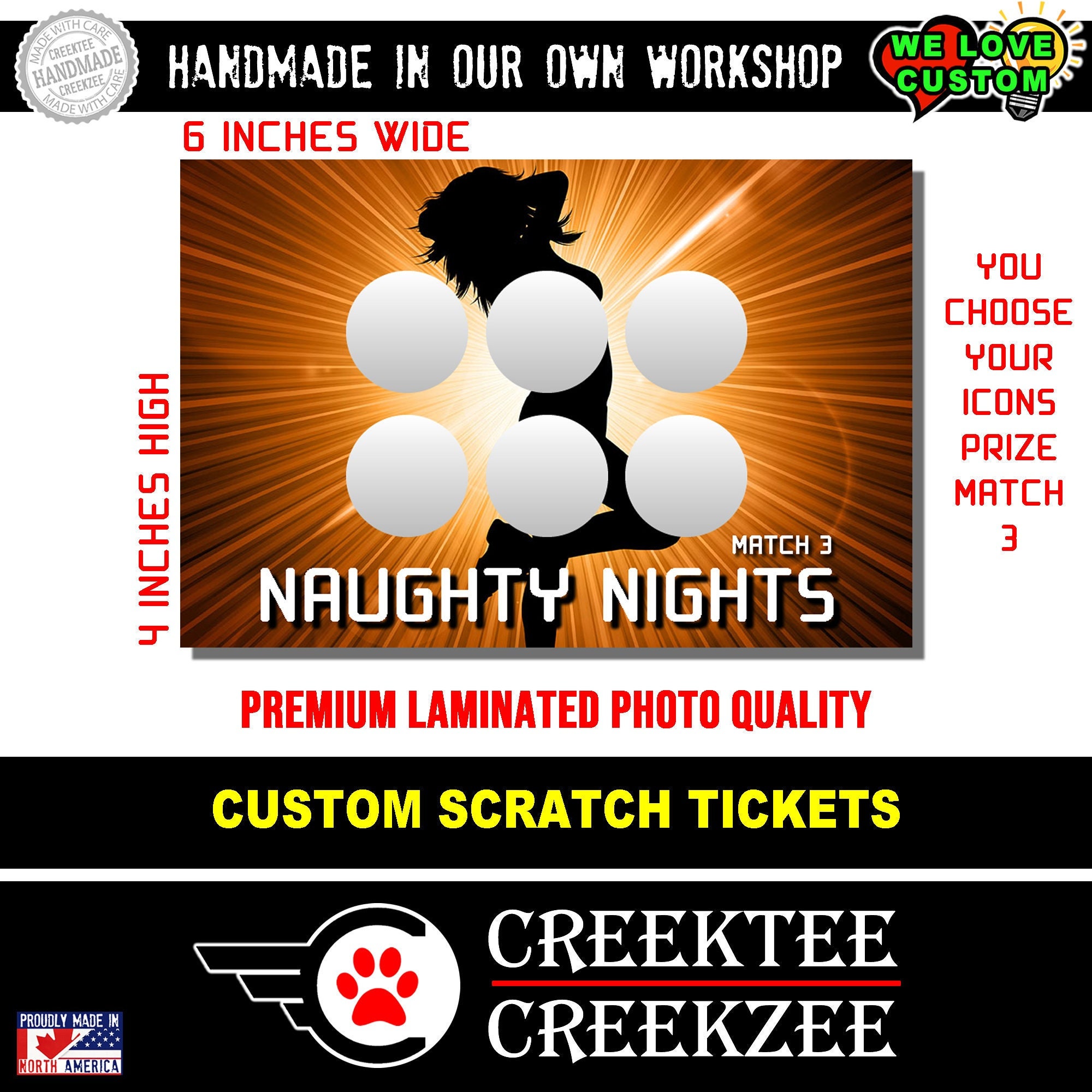 Naughty Nights Match 3 Adult Scratch Faux Lottery Ticket Simulation Scratch Tickets 6