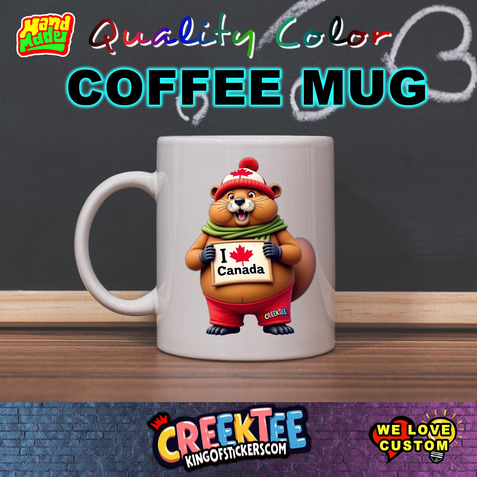 I Love Canada Beaver 12 oz or 15 oz Mugs Full Color Dual Side Print