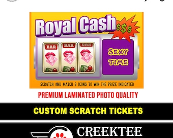 Custom Faux Scratch Tickets Novelty, Laminate Coating, Scratch Off Top, Customize The Text and Message