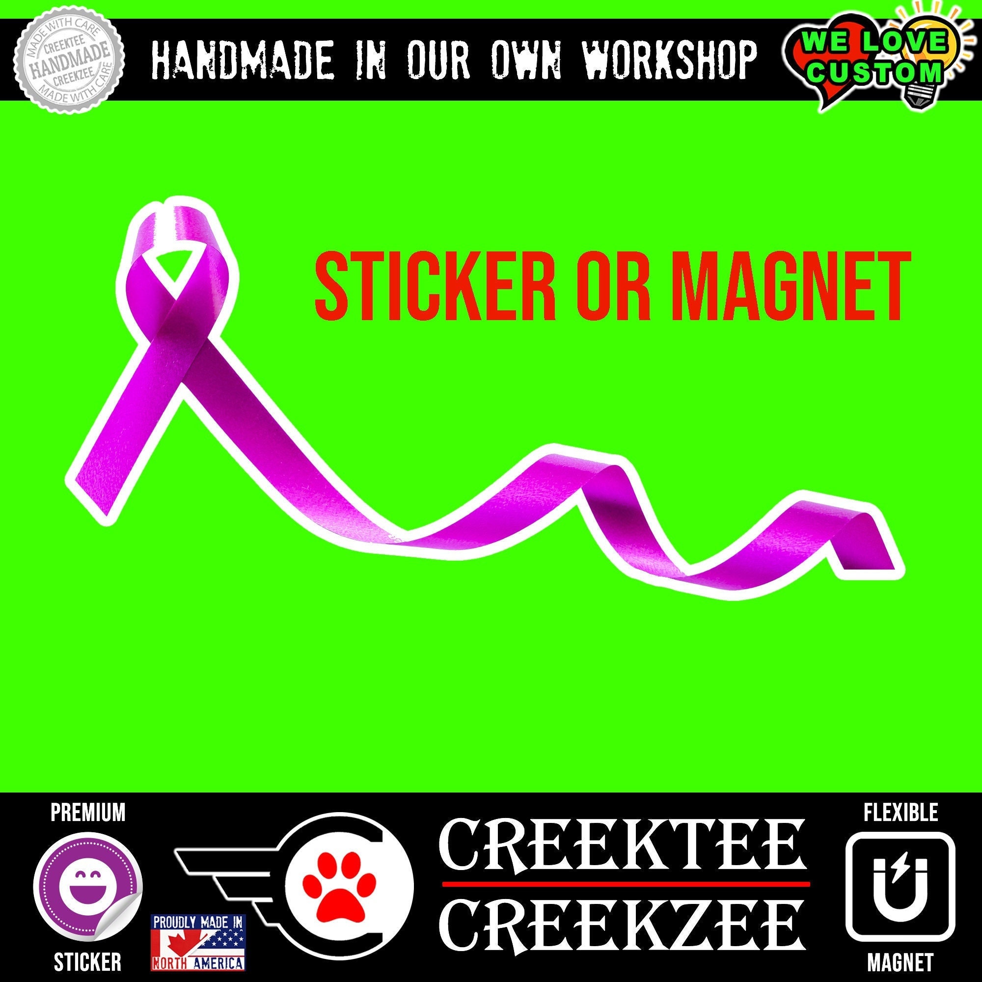 Cancer Awareness Ribbon Sticker or Magnet, Vinyl Sticker, Laminate, UV Laminate and Magnet options!