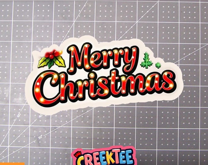 Merry Christmas Vinyl Sticker, Window Cling or Magnet in UV Laminate Coating