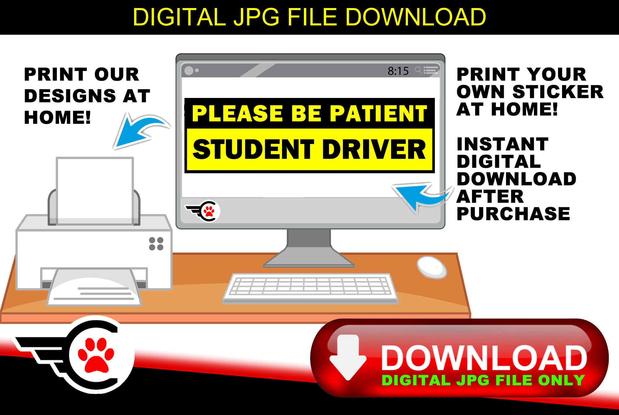 Student Driver Please Be Patient Digital Download Only Of Our Print Ready JPG File For Do It Yourself Print Your Own Stickers At Home