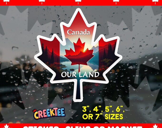 Canada Scenic Maple Leaf Bumper Sticker, Magnet, Vinyl Sticker, Window Cling, UV Laminate, laptop, water bottle