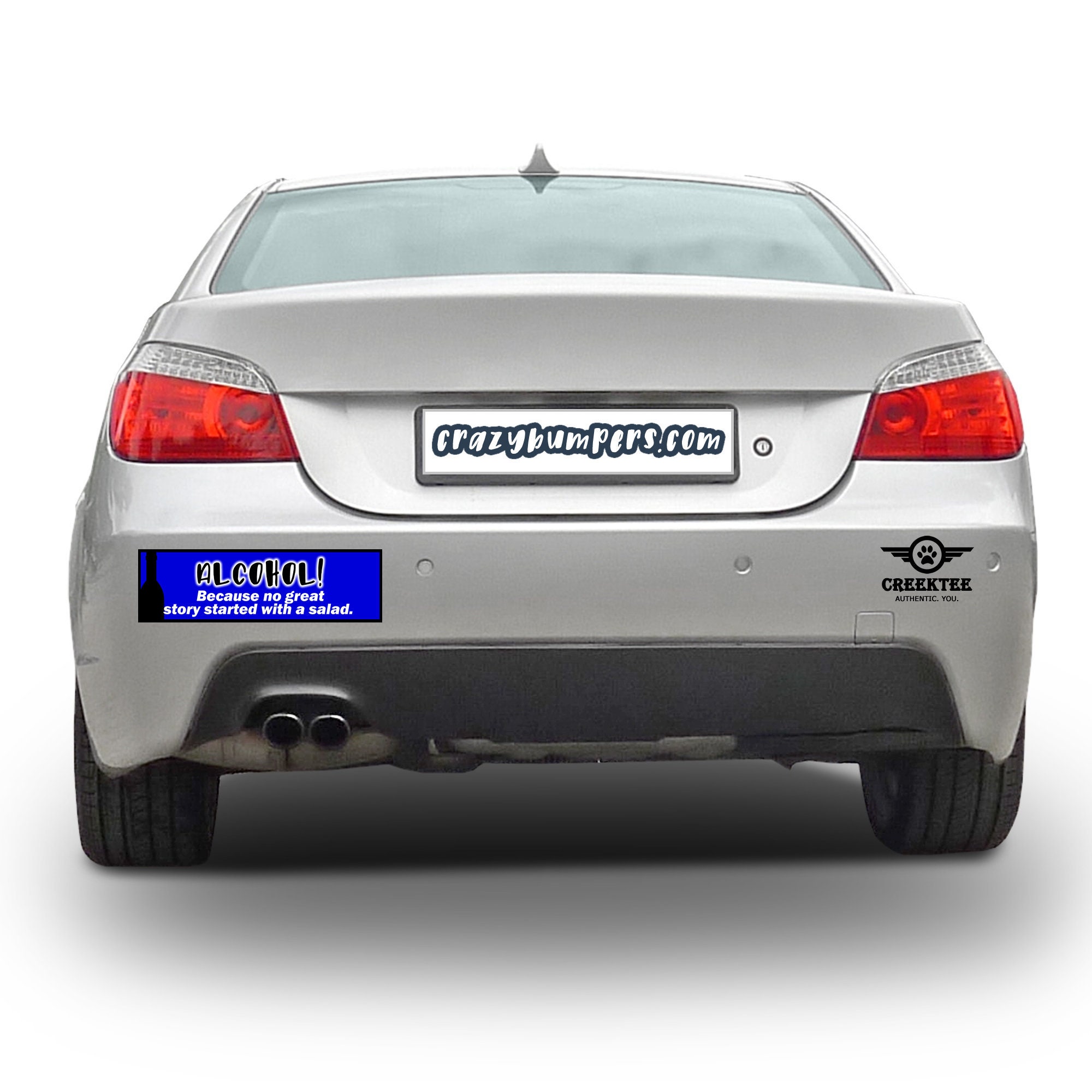 CAD$7.99 - Alcohol because no great story started with a salad Bumper Sticker 10 x 3 Bumper Sticker or Magnetic Bumper Sticker Available CAD$7.99 - Alcohol because no great story started with a salad Bumper Sticker 10 x 3 Bumper Sticker or Magnetic Bumper Sticker Available