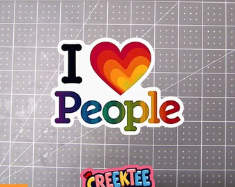 I Love People Vinyl Sticker, Window Cling or Magnet in UV Laminate Coating