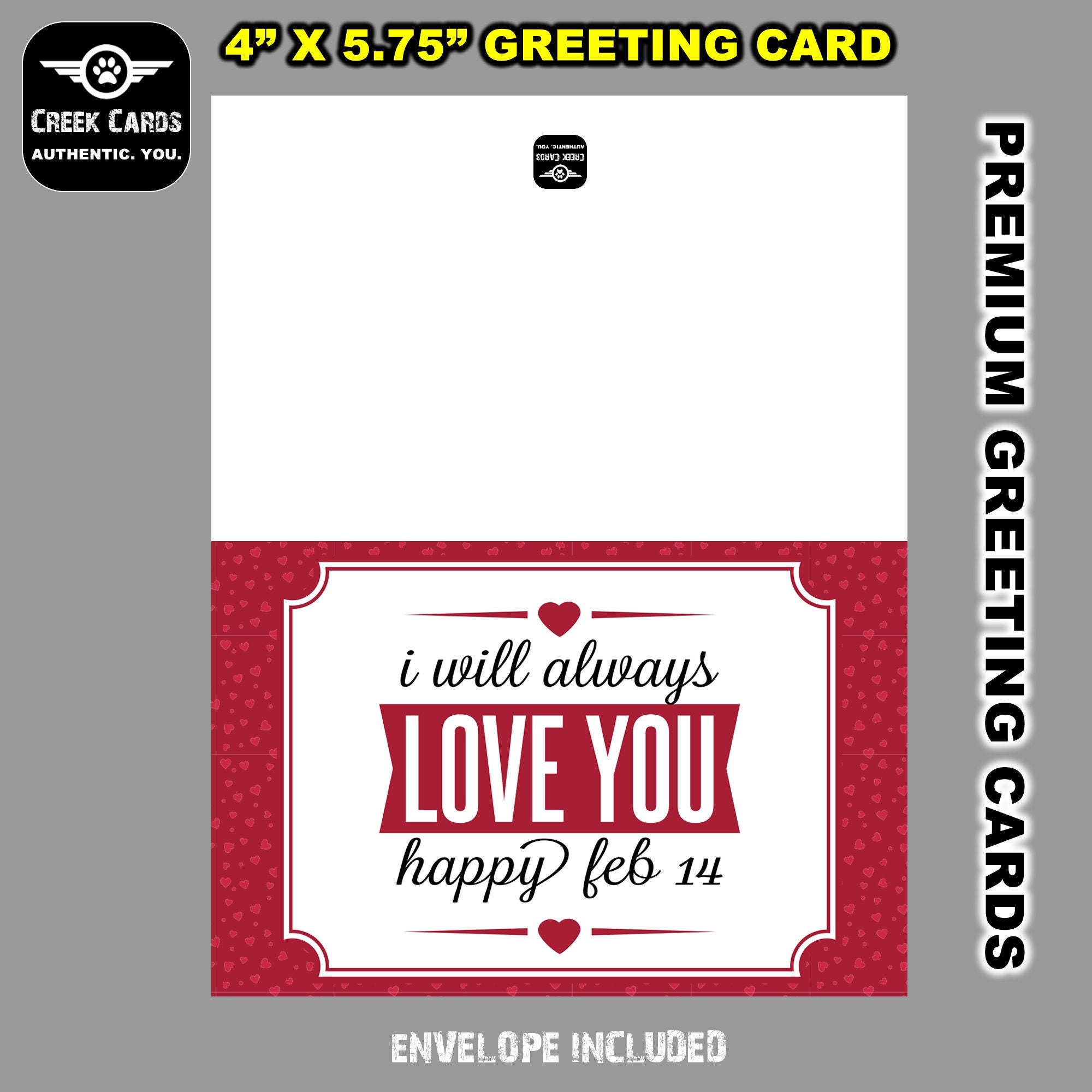 Valentines Day Premium Greeting Card Triple Layer with Laminate Coating. 5.25-5.5 inches high by 4-4.25 inches wide Valentines Day Premium Greeting Card Triple Layer with Laminate Coating. 5.25-5.5 inches high by 4-4.25 inches wide