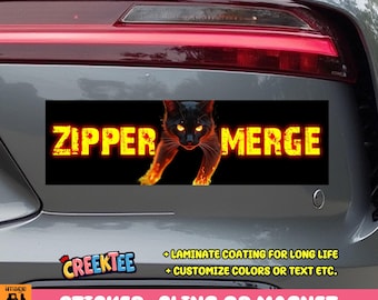 Zipper Merge Bumper Sticker, Magnet or Window Cling in Various Sizes Choose 10" for Standard Size