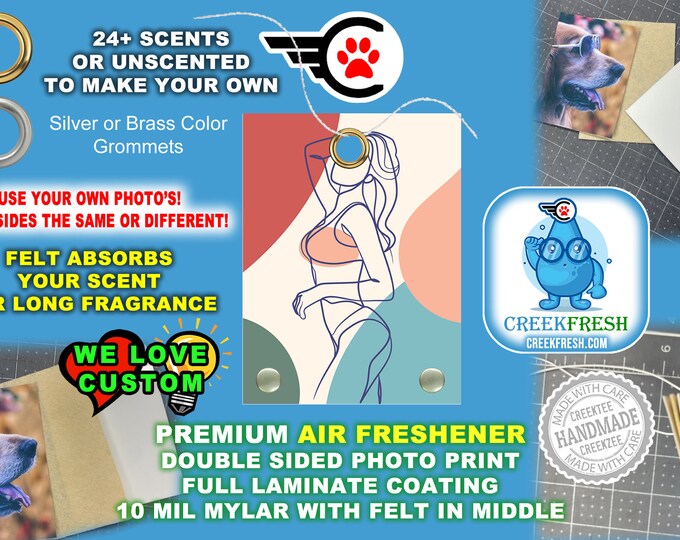 Sexy Girl - Premium Car Air Freshener Color Print +Felt middle fragrance absorption. Scent or Non-Scent. Both Sides.